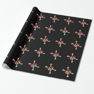 Jolly Roger Pirate Skull Botten Red Bandanna Cadeaupapier