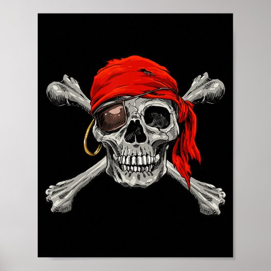 Jolly Roger Pirate Skull Crossbones Halloween Cost Poster (Voorkant)