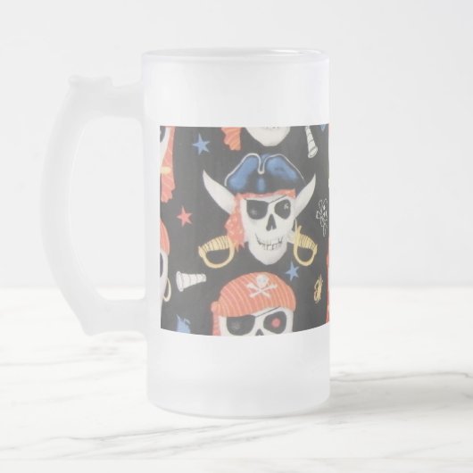 Jolly Roger Pirate Skull Matglas Bierpul (Links)