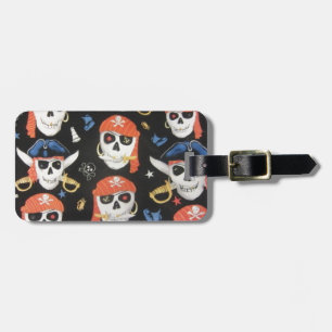 Jolly Roger Pirate Skulls Bagagelabel