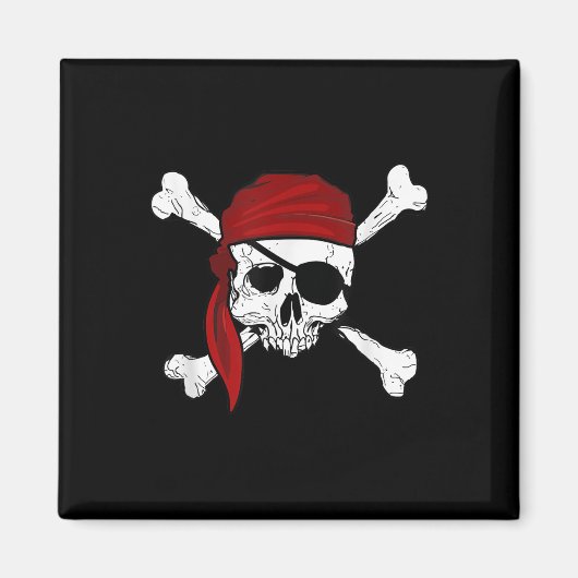 Jolly Roger Pirate T-shirt Fun Pirates Skull and C Magneet (Voorkant)