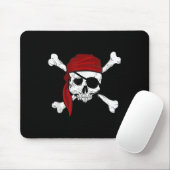 Jolly Roger Pirate T-shirt Fun Pirates Skull and C Muismat (Met muis)