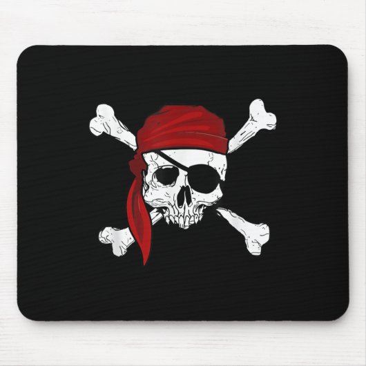 Jolly Roger Pirate T-shirt Fun Pirates Skull and C Muismat (Voorkant)