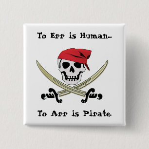 Jolly Roger Pirate Talk Pin Button