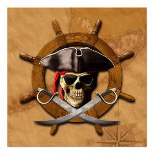 Jolly Roger Pirate Wheel Perfect Poster