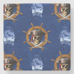 Jolly Roger Pirate Wheel Stenen Onderzetter