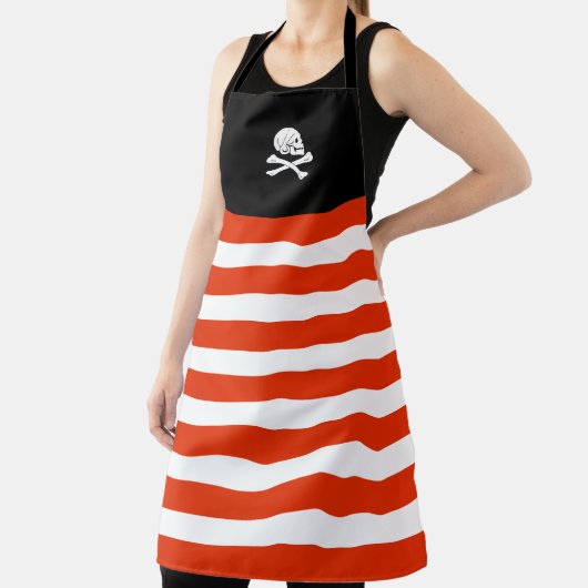 Jolly Roger Pirate Zwart en Rood Verjaardag Schort (Insitu)
