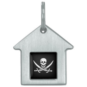 Jolly roger piratenvlag huisdieren naamplaatje