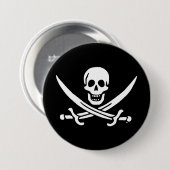 Jolly roger piratenvlag ronde button 7,6 cm (Voorkant /achterkant)