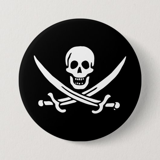 Jolly roger piratenvlag ronde button 7,6 cm (Voorkant)