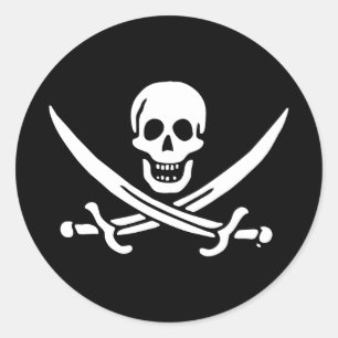 Jolly roger piratenvlag ronde sticker