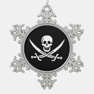 Jolly roger piratenvlag tin sneeuwvlok ornament