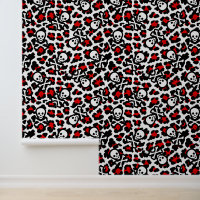 Jolly Roger Rood Zwart Punk Luipaard Print Piraat