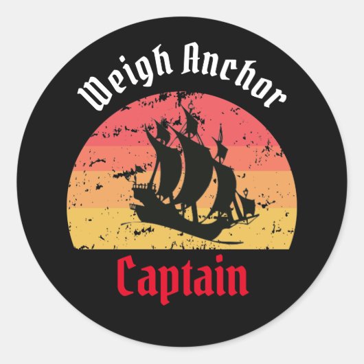 Jolly Roger Ship Sunset Classic Round Sticker (Voorkant)