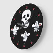 JOLLY ROGER SKULL EN DRIE LILIES FLAG, Amethyst Grote Klok (Hoek)
