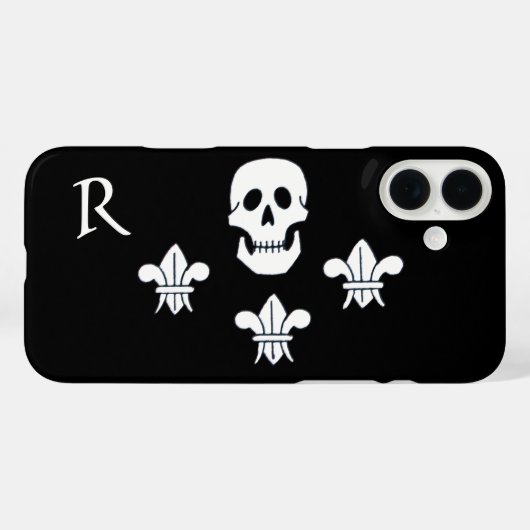 JOLLY ROGER SKULL EN DRIE LILIES FLAG MONOGRAM Case-Mate iPhone CASE (Achterkant (horizontaal))