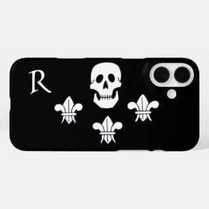 JOLLY ROGER SKULL EN DRIE LILIES FLAG MONOGRAM iPhone 16 PLUS HOESJE