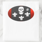 JOLLY ROGER SKULL EN DRIE LILIES FLAG MONOGRAM OVALE STICKER (Tas)
