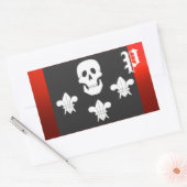JOLLY ROGER SKULL EN DRIE LILIES FLAG MONOGRAM RECHTHOEKIGE STICKER (Envelop)