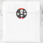 JOLLY ROGER SKULL EN DRIE LILIES FLAG MONOGRAM RONDE STICKER (Tas)