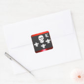JOLLY ROGER SKULL EN DRIE LILIES FLAG MONOGRAM VIERKANTE STICKER (Envelop)