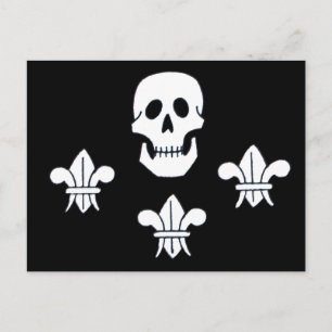 JOLLY ROGER SKULL EN DRIE LILILIES FLAG BRIEFKAART