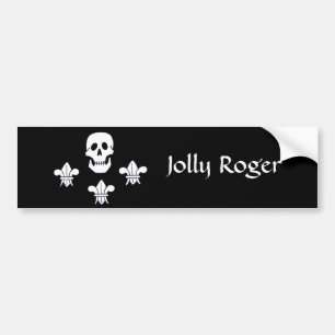 JOLLY ROGER SKULL EN DRIE LILILIES FLAG BUMPERSTICKER