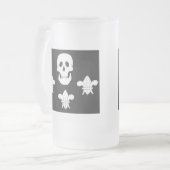 JOLLY ROGER SKULL EN DRIE LILILIES FLAG MATGLAS BIERPUL (Voorkant links)