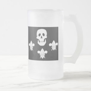 JOLLY ROGER SKULL EN DRIE LILILIES FLAG MATGLAS BIERPUL