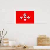 JOLLY ROGER SKULL EN DRIE LILILIES FLAG POSTER (Keuken)