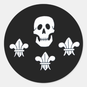 JOLLY ROGER SKULL EN DRIE LILILIES FLAG RONDE STICKER