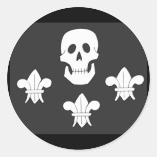 JOLLY ROGER SKULL EN DRIE LILILIES FLAG RONDE STICKER