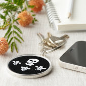 JOLLY ROGER SKULL EN DRIE LILILIES FLAG SLEUTELHANGER (Zijkant)