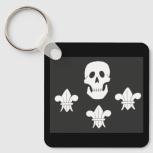 JOLLY ROGER SKULL EN DRIE LILILIES FLAG SLEUTELHANGER