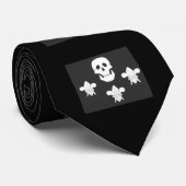 JOLLY ROGER SKULL EN DRIE LILILIES FLAG STROPDAS (Opgerold)
