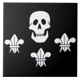 JOLLY ROGER SKULL EN DRIE LILILIES FLAG TEGELTJE