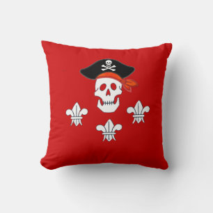 JOLLY ROGER SKULL, PIRATE PET EN DRIE LILIES KUSSEN