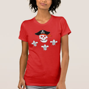 JOLLY ROGER SKULL, PIRATE PET EN DRIE LILIES T-SHIRT
