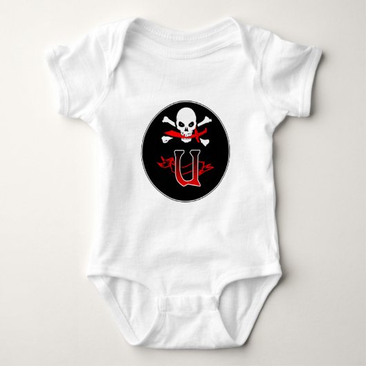 Jolly Roger U Monogram Initiaal Romper (Voorkant)