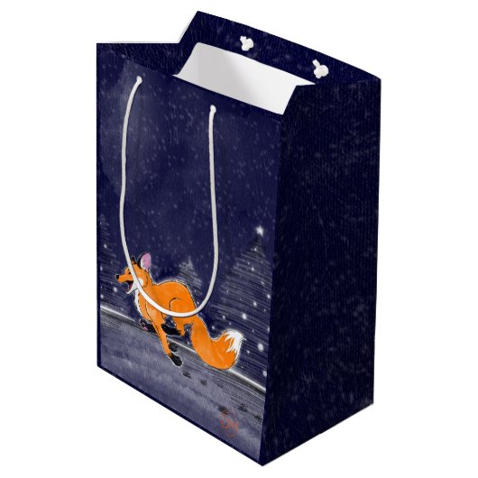Jolly Running Fox Gift Bag Medium Cadeauzakje (Achterkant Gekanteld)