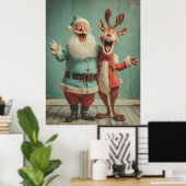 Jolly Santa and Rudolph Cheer Poster (Thuiskantoor)