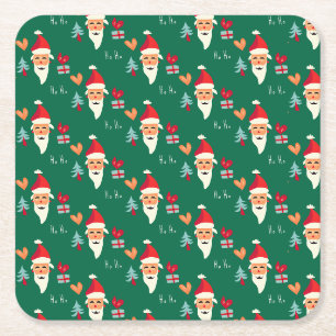 Jolly Santa Christmas Design Vierkante Kartonnen Onderzetter