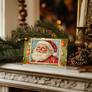  Jolly Santa Christmas postzegel Feestdagenkaart