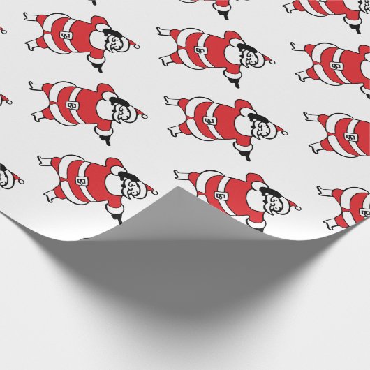 Jolly Santa Claus Calling Reindeer op kerst Cadeaupapier (Hoek)