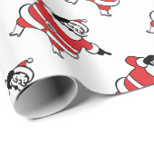 Jolly Santa Claus Calling Reindeer op kerst Cadeaupapier (Rol Hoek)