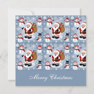 Jolly Santa Claus en Sneeuwmannen Kerstmis Feestdagenkaart