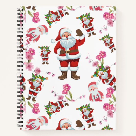Jolly Santa Claus et Carnet de Noël rose floral (Devant)