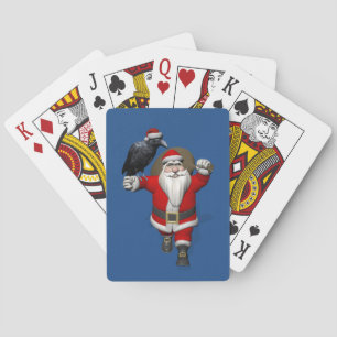 Jolly Santa Claus houdt van Black Ravens Pokerkaarten