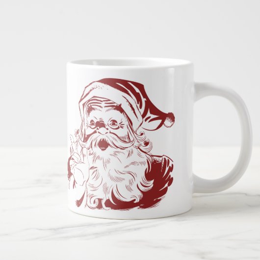 Jolly Santa Claus in Red Fun Retro Merry Kerstmis Extra Grote Beker (Rechts)