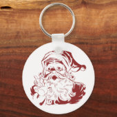 Jolly Santa Claus in Red Fun Retro Merry Kerstmis Sleutelhanger (Voorkant)